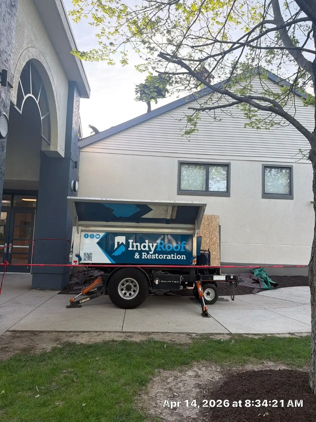 Storm damage documentation on a Middlebury commercial building